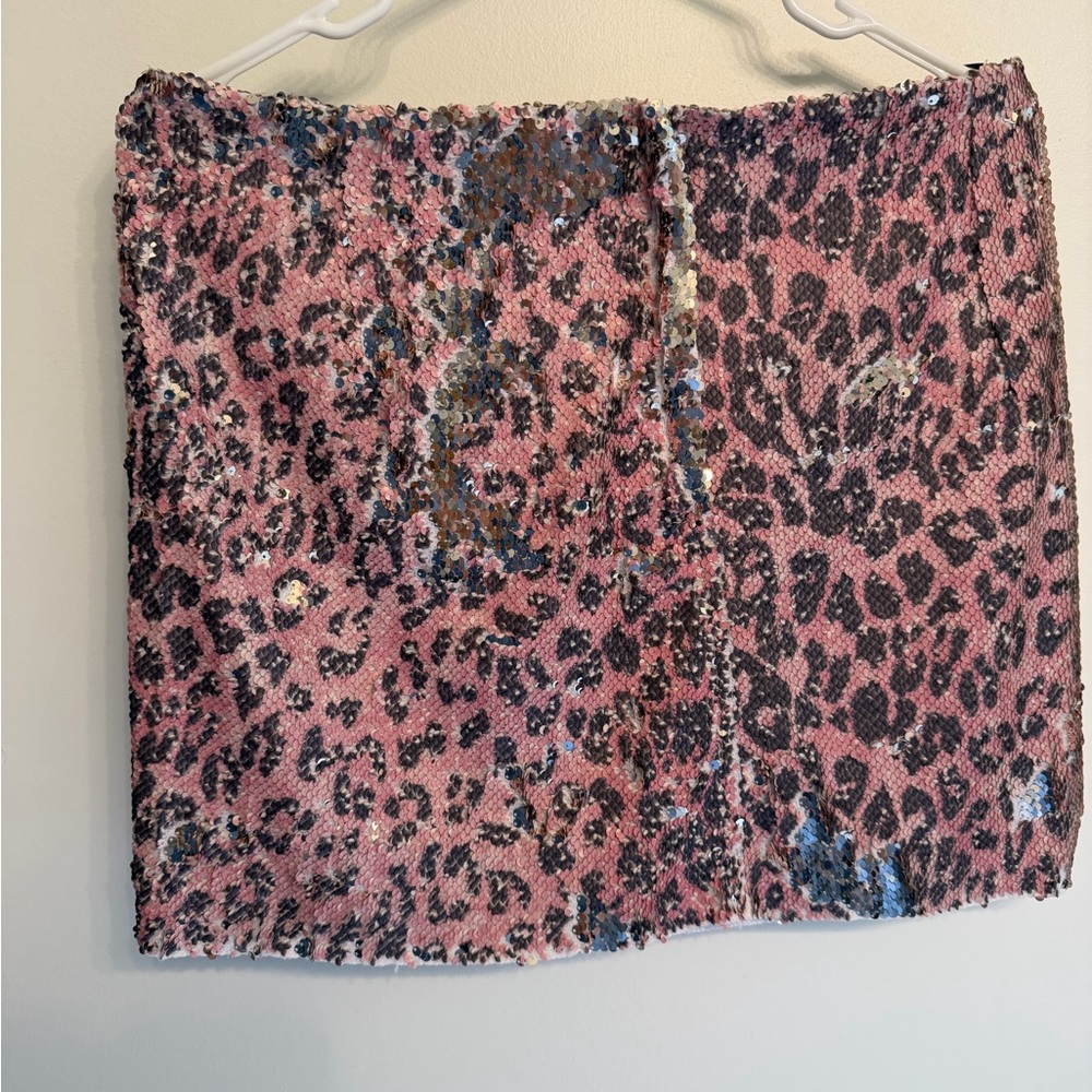 Free People Skinny Sequin Leopard Mini Skirt - Picture 4 of 5